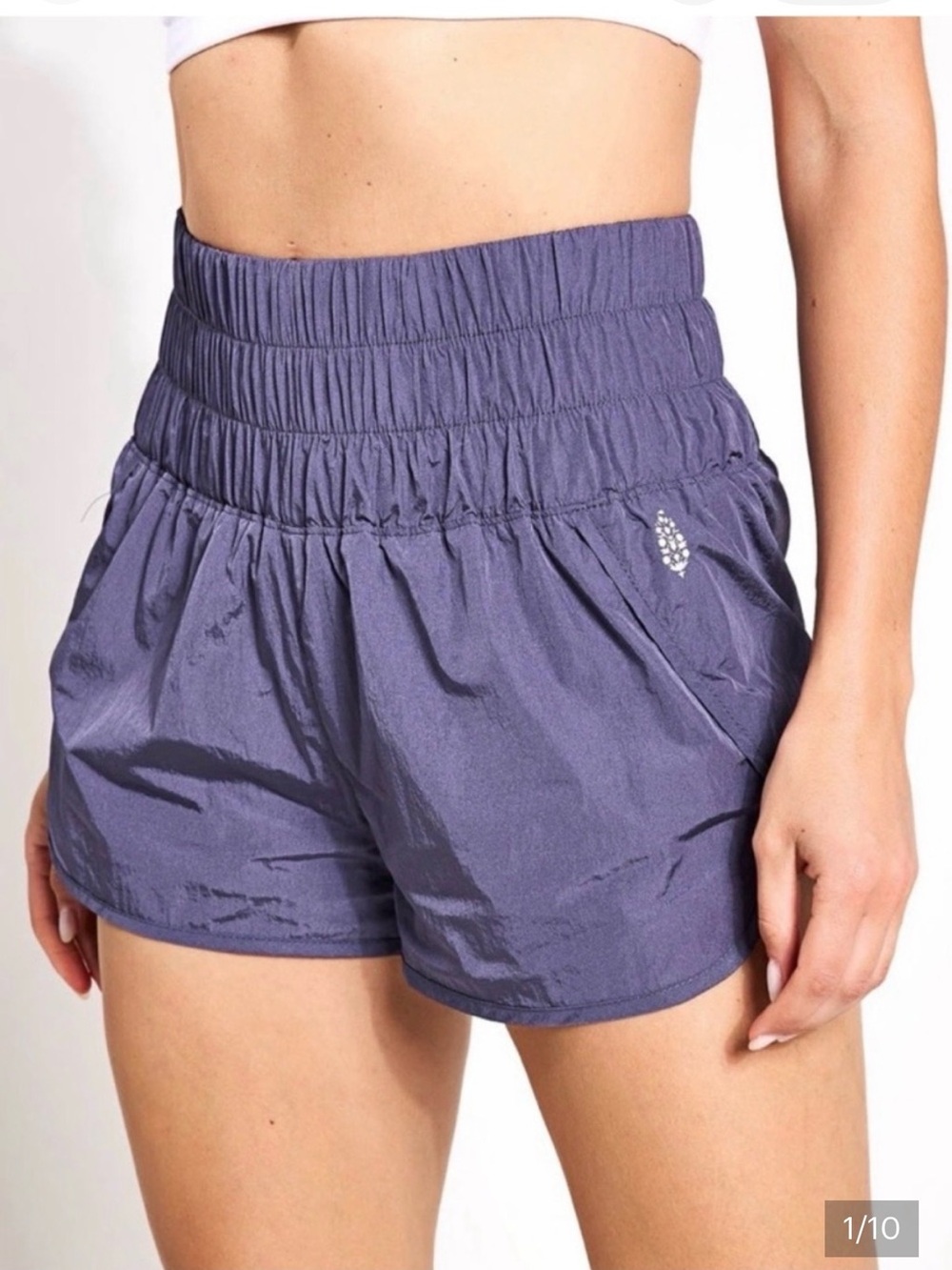 Free People FP Movement The Way Home Shorts Purple High Rise Smocked Waist M